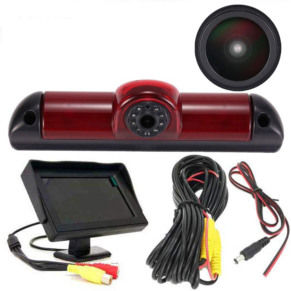 1280 * 720 Pixel Super HD Brake Light Backup Camera Set with 4.3 Inch LCD Monitor, Night Vision Reversing Camera Replacement for Fiat Ducato X250 X290 Bus Kasten/Peugeot Boxter/Citroen Jumper
