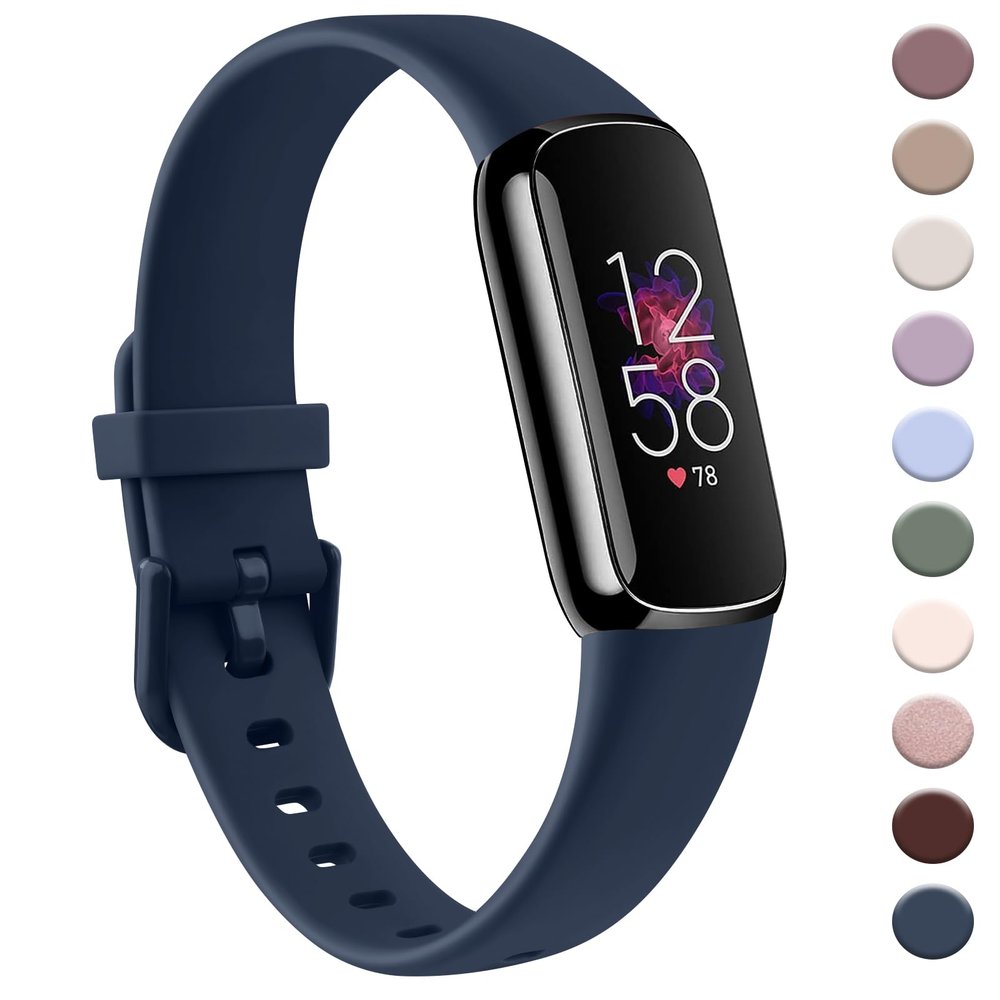 AK Sport Band Compatible with Fitbit Luxe Bands for Women Men, Soft Silicone Replacement Sport Straps Wristbands for Fitbit Luxe Fitness and Wellness Tracker (Large,Abyss Blue)