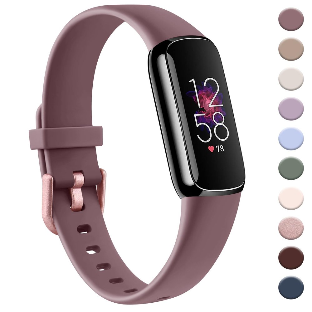 AK Sport Band Compatible with Fitbit Luxe Bands for Women Men, Soft Silicone Replacement Sport Straps Wristbands for Fitbit Luxe Fitness and Wellness Tracker (Small,Smoke Violet)