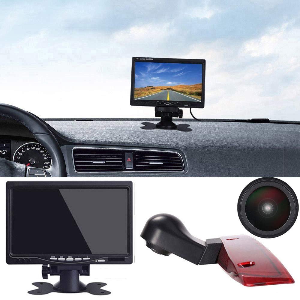 1280 * 720 Pixel Super HD Brake Light Backup Camera Set with 7 Inch LCD Monitor, 170 Wide Angle Waterproof Night Vision Reversing Camera Replacement for Mercedes Benz Viano Vito W639 2003-2014