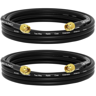 YOTENKO RG58 Coaxial Cable SMA Male to Male Cable 10FT 2-Pack, SMA Male Adapter Extension Antenna Cable, 50 ohm Coax Low Loss for LAN RTL SDR Dongle ADS-B GPS Receiver