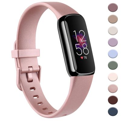 AK Sport Band Compatible with Fitbit Luxe Bands for Women Men, Soft Silicone Replacement Sport Straps Wristbands for Fitbit Luxe Fitness and Wellness Tracker (Large,Rose Gold)