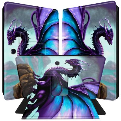 BPQOJB for Microsoft Surface Pro 8 Case 360 Degree Rotating PU Leather Smart Cover with Adjustable Stand & Auto Wake/Sleep Tablet Case for Microsoft Surface Pro 8 13 inch 2021 - Purple Dragon