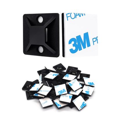 3/4" Zip Tie Mounts - 240PCS Self Adhesive Cable Tie Mounts Wire Cable Anchors Squares Holders for Cable Management Outdoor Indoor (240PCS- 3/4INCH, Black)