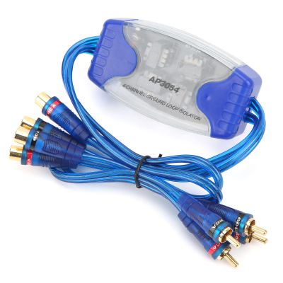 4 Channel Ground Loop Isolator, ABS Car Amplifier Noise Filter Automotive 4 Channel Gold Plated Ground Loop Isolator Car Noise Isolator for Automobile Electrical Systems