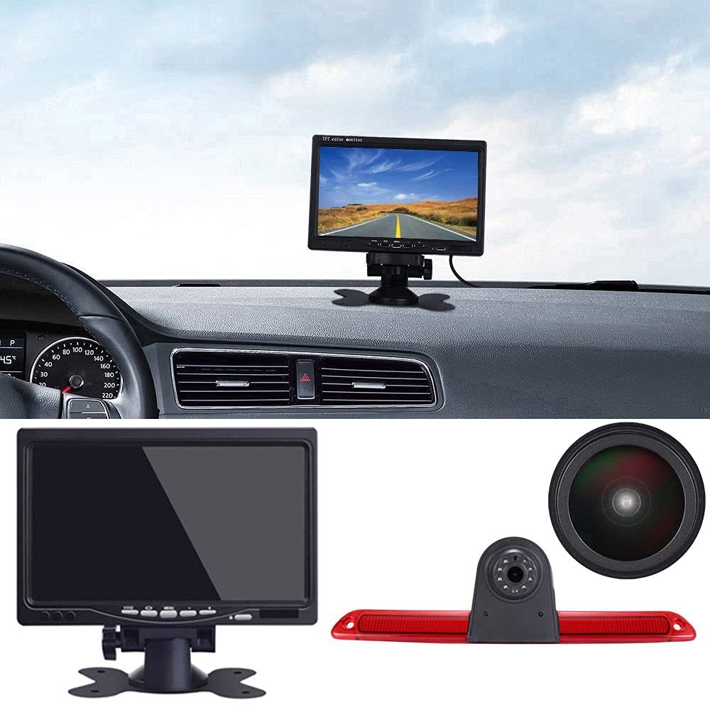 1280 * 720 Pixel Super HD Brake Light Backup Camera Set with 7 Inch LCD Monitor, Night Vision Reversing Camera Replacement for Mercedes Sprinter W906 W907 W910 316 CDI/VW Crafter Caravelle 2007-2015