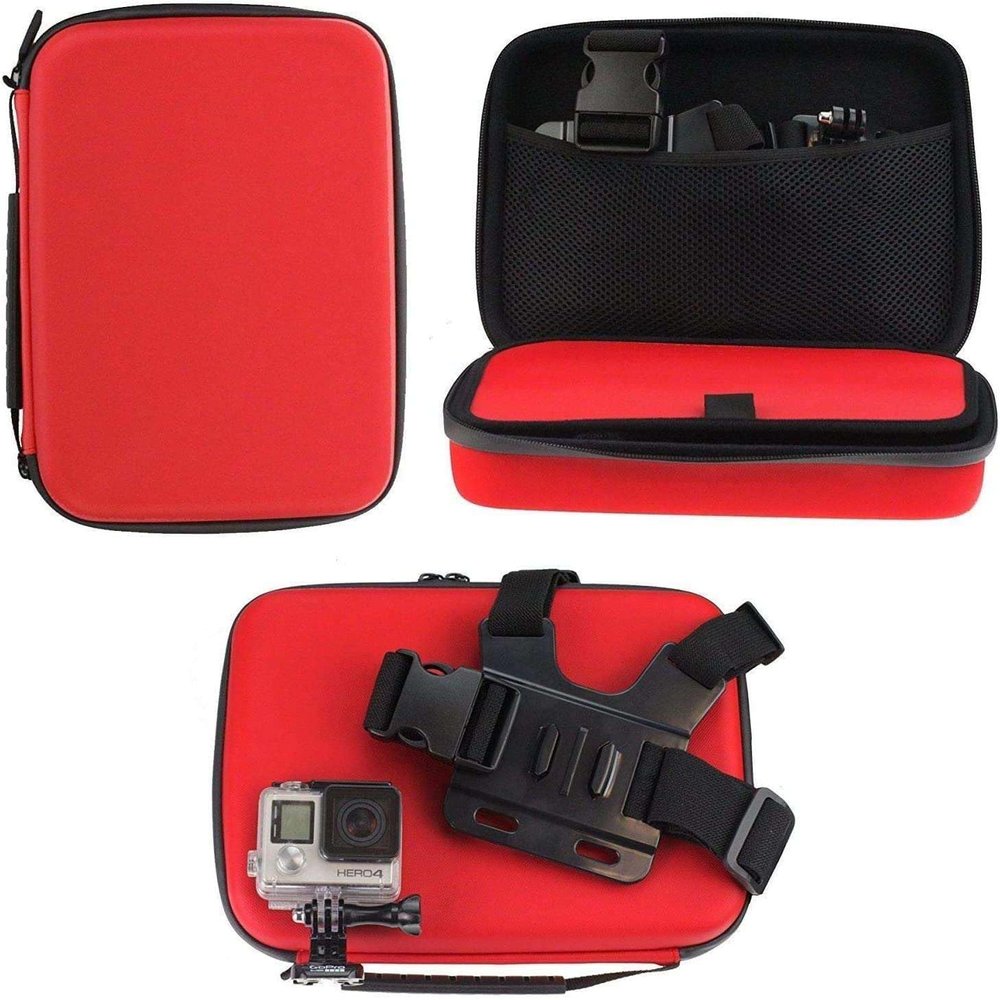 Navitech Red Action Camera Hard Case - Compatible with SJCAM SJ8 Dual Screen 4K Action Camera