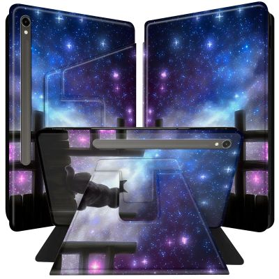 BPQOJB for Samsung Galaxy Tab S9 Case 360 Degree Rotating Smart Cover with Adjustable Stand & Auto Wake/Sleep Tablet Case for Samsung Galaxy Tab S9 5G 11 inch 2023 - Galaxy Black Cat