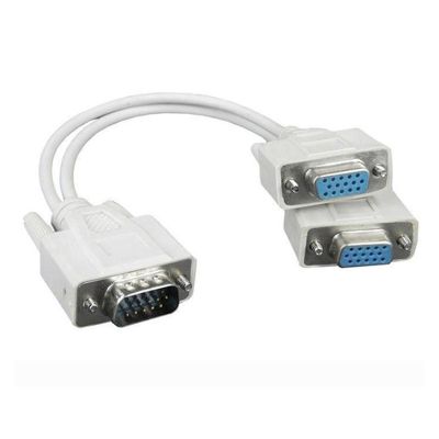 15Pin VGA Male To 2 Vga Svga Female Adapter Splitter Video Monitor Cable