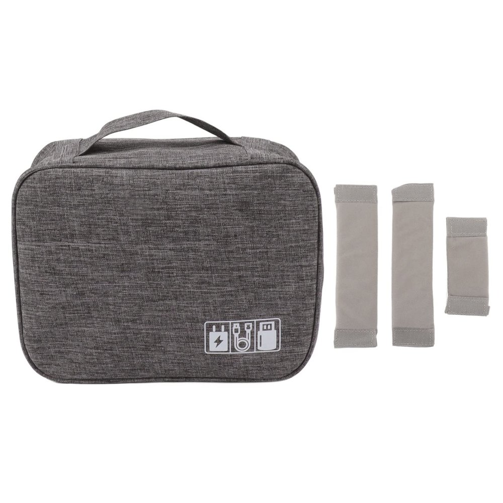 MINGZHE 9.4x7.1x3.5in Oxford Cloth Portable Cord Bag Electronic Accessories Carry Case Waterproof Electronic Storage Bag for Chargers Hard Drives Grey