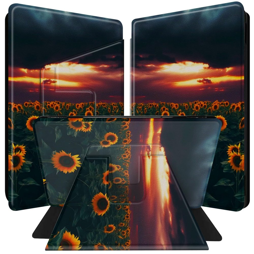 BPQOJB for Kindle Scribe Case 360 Degree Rotating Smart Cover with Adjustable Stand & Auto Wake/Sleep Tablet Case for Kindle Scribe 10.2 inch 2022 - Sunflower Flowers