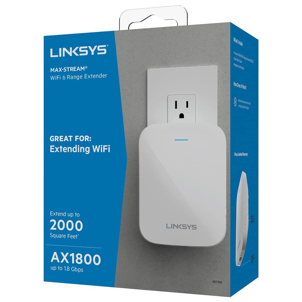 Linksys RE7350-RM2 AX1800 Dual-Band Wi-Fi 6 Wireless Range Extender (Renewed)