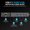 SABRENT USB-C Hub & SSD Enclosure, 6-Port Dock with M.2 SSD Slot, 90W Power Delivery, USB 3.0 & 2.0 Ports, 4K HDMI, RJ45 Gigabit Ethernet (HB-6PNV) view 2