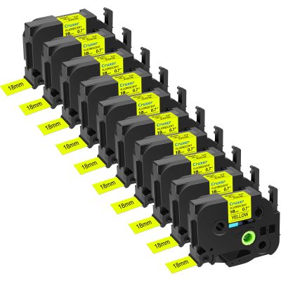 10 Pack Compatible with Brother P-Touch TZe-C41 TZ-C41 TZeC41 TZC41 Black on Yellow, Fluorescent Laminated 0.7" x 16.4ft 18mm x 5m Label Tape for PTD600 PT-P710BT PTD400 PT2200 PT550 PT2730VP