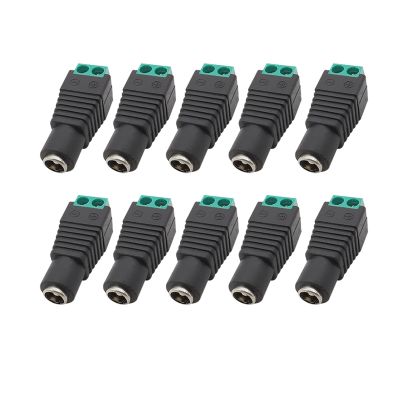 12V 5.5 x 2.5mm DC Power Male pl;/UG Female Jack Adapter Screw Lock Wire Connector DC Plugs Socket Fit Compatible .L-ED Light Strip CC/TV Camera(10 Female)