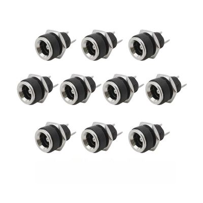 10Pcs DC Power Supply Female Socket Connector 5.5x2.5mm / 5.5x2.1mm / 3.5x1.3mm DC Jack 2 Leg Terminal Adapter with Nut Mounting(5.5x2.5mm)