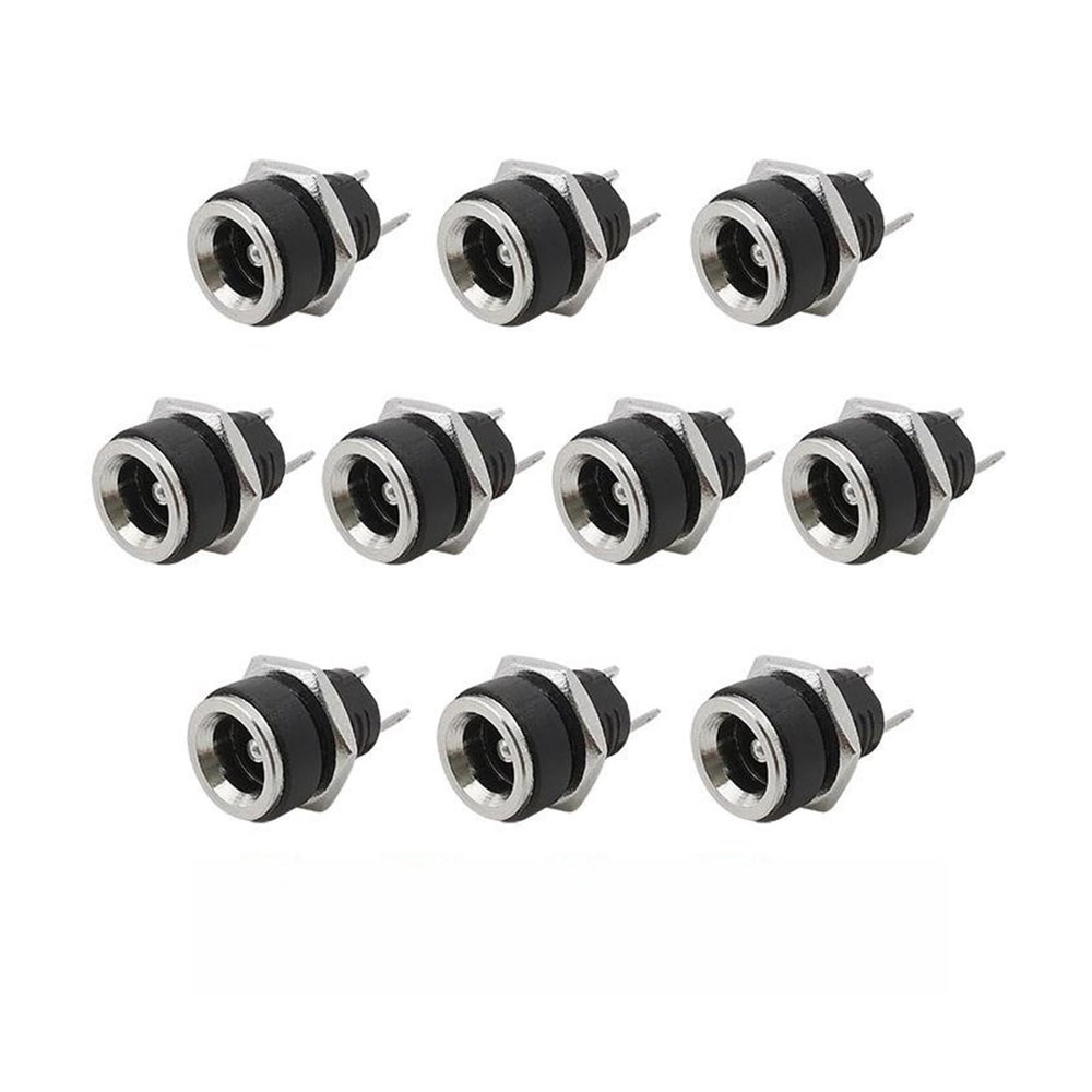 10Pcs DC Power Supply Female Socket Connector 5.5x2.5mm / 5.5x2.1mm / 3.5x1.3mm DC Jack 2 Leg Terminal Adapter with Nut Mounting(5.5x2.5mm)