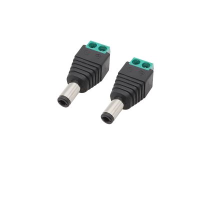 12V 5.5 x 2.5mm DC Power Male pl;/UG Female Jack Adapter Screw Lock Wire Connector DC Plugs Socket Fit Compatible .L-ED Light Strip CC/TV Camera(2 Male)