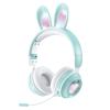 Kids Wireless Bluetooth Cat Ear Headphones with Microphone, Green Light Up Kawaii Noise Cancelling Headphones for School & Travel view 1