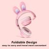 Kids Wireless Bluetooth Cat Ear Headphones with Microphone, Green Light Up Kawaii Noise Cancelling Headphones for School & Travel view 2