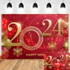OERJU Happy New Year 2024 Backdrop Red and Gold New Year Backdrop for Photography Countdown New Year Background Happy New Year Decorations 2024 New Years Eve Party Supplies Banner 12x8ft view 1