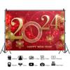 OERJU Happy New Year 2024 Backdrop Red and Gold New Year Backdrop for Photography Countdown New Year Background Happy New Year Decorations 2024 New Years Eve Party Supplies Banner 12x8ft view 2