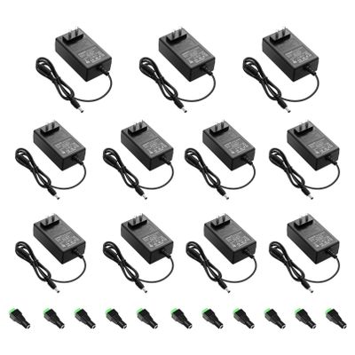 11-Pack,ALITOVE 12V Power Supply 12 Volt 3A 36W AC/DC Adapter DC 12V Power Cord 12V 2.5A 2A AC to DC Converter with 5.5x2.5mm Tip for Baby Brew Bottle Warmer 3D Printer Camera Wireless Router