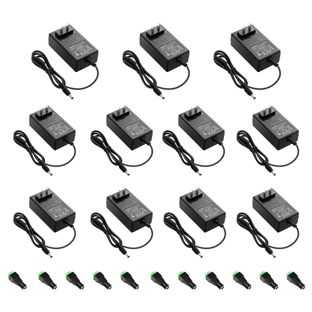 11-Pack,ALITOVE 12V Power Supply 12 Volt 3A 36W AC/DC Adapter DC 12V Power Cord 12V 2.5A 2A AC to DC Converter with 5.5x2.5mm Tip for Baby Brew Bottle Warmer 3D Printer Camera Wireless Router