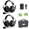 cametv Kuminik8 1.9GHz Wireless Intercom Headset System Noise Cancellation Zero Latency Full Duplex Dual Ear 2 Person Team Communication with Hardcase for Church Boating TV Film Production Drone