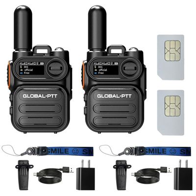 Wurui G388 4G POC Global-ptt walkie talkies Unlimited Long Range Professional Adult car GSM intercom 1000 Miles Outdoor Organizer USB c Radio (US2blackwithSIM)