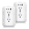 [2-Pack] Surge Protector Outlet Extender, VINTAR 6 Outlet Splitter with 3 USB Charging Ports (2 USB C),900J Multi Plug Outlet Power Strip, 3-Sided Usb Wall Charger for Home Office Dorm Room Essentials view 1