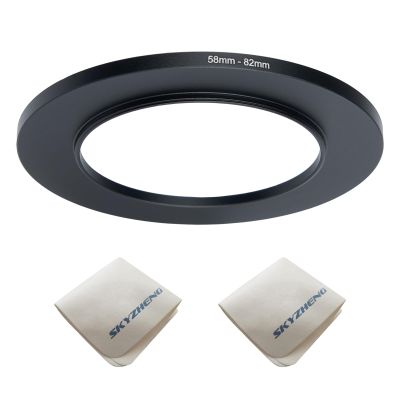 58mm Lens to 82mm Camera Lens Adapter 58mm to 82mm Step Up Ring Adapter Ring for All Brands of UV ND CPL, with Premium Lens Wiping Cloth 2 Pack (58mm-82mm)