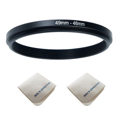 49mm Lens to 46mm Camera Lens Adapter 49mm to 46mm Step Down Ring Adapter Ring for All Brands of UV ND CPL, with Premium Lens Wiping Cloth 2 Pack (49mm-46mm)