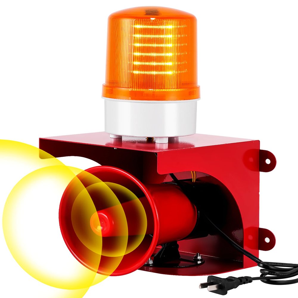 Saladulce 120dB Industrial Siren Alarm, IP55 Outdoor Sound and Light Alarm, Waterproof Siren with Light for Office, Home, Factory, Warehouse, Intruders, Emergency(110V)