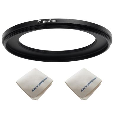 67mm Lens to 49mm Camera Lens Adapter 67mm to 49mm Step Down Ring Adapter Ring for All Brands of UV ND CPL, with Premium Lens Wiping Cloth 2 Pack(67mm-49mm)