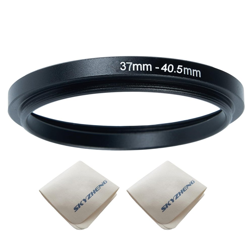 37mm Lens to 40.5mm Camera Lens Adapter 37mm to 40.5mm Step Up Ring Adapter Ring for All Brands of UV ND CPL, with Premium Lens Wiping Cloth 2 Pack (37mm-40.5mm)
