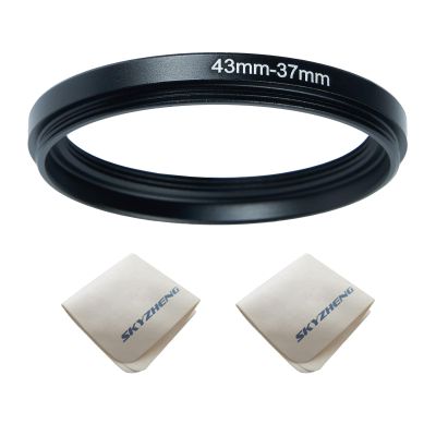 43mm Lens to 37mm Camera Lens Adapter 43mm to 37mm Step Down Ring Adapter Ring for All Brands of UV ND CPL, with Premium Lens Wiping Cloth 2 Pack (43mm-37mm)