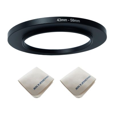 43mm Lens to 58mm Camera Lens Adapter 43mm to 58mm Step Up Ring Adapter Ring for All Brands of UV ND CPL, with Premium Lens Wiping Cloth 2 Pack(43mm-58mm)
