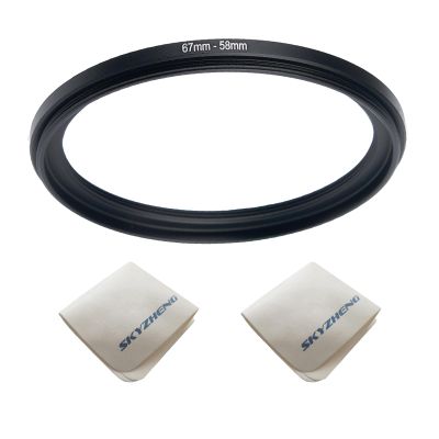 67mm Lens to 58mm Camera Lens Adapter 67mm to 58mm Step Down Ring Adapter Ring for All Brands of UV ND CPL, with Premium Lens Wiping Cloth 2 Pack (67mm-58mm)