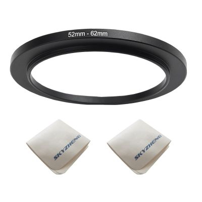 52mm Lens to 62mm Camera Lens Adapter 52mm to 62mm Step Up Ring Adapter Ring for All Brands of UV ND CPL, with Premium Lens Wiping Cloth 2 Pack (52mm-62mm)
