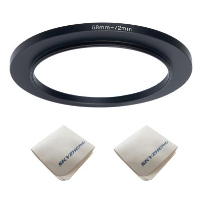 58mm Lens to 72mm Camera Lens Adapter 58mm to 72mm Step Up Ring Adapter Ring for All Brands of UV ND CPL, with Premium Lens Wiping Cloth 2 Pack (58mm-72mm)