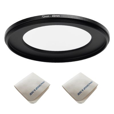 72mm Lens to 49mm Camera Lens Adapter 72mm to 49mm Step Down Ring Adapter Ring for All Brands of UV ND CPL, with Premium Lens Wiping Cloth 2 Pack (72mm-49mm)