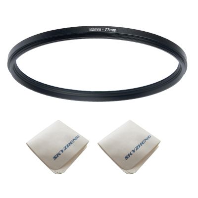 82mm Lens to 77mm Camera Lens Adapter 82mm to 77mm Step Down Ring Adapter Ring for All Brands of UV ND CPL, with Premium Lens Wiping Cloth 2 Pack (82mm-77mm)
