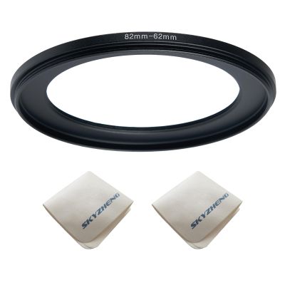 82mm Lens to 62mm Camera Lens Adapter 82mm to 62mm Step Down Ring Adapter Ring for All Brands of UV ND CPL, with Premium Lens Wiping Cloth 2 Pack (82mm-62mm)