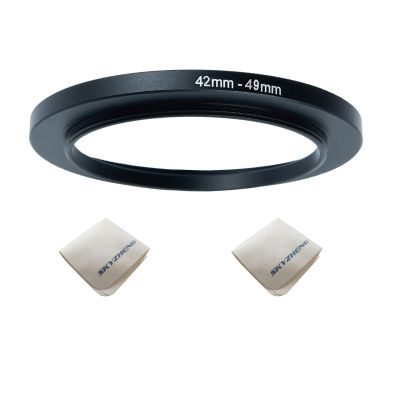 42mm Lens to 49mm Camera Lens Adapter 42mm to 49mm Step Up Ring Adapter Ring for All Brands of UV ND CPL, with Premium Lens Wiping Cloth 2 Pack (42mm-49mm)