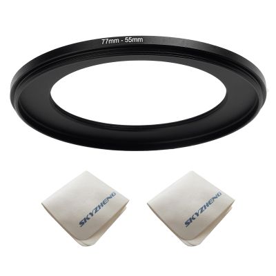 77mm Lens to 55mm Camera Lens Adapter 77mm to 55mm Step Down Ring Adapter Ring for All Brands of UV ND CPL, with Premium Lens Wiping Cloth 2 Pack (77mm-55mm)