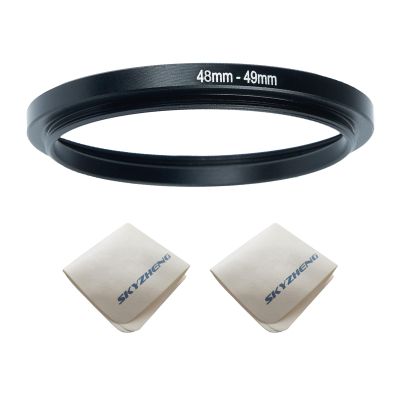 48mm Lens to 49mm Camera Lens Adapter 48mm to 49mm Step Up Ring Adapter Ring for All Brands of UV ND CPL, with Premium Lens Wiping Cloth 2 Pack (48mm-49mm)