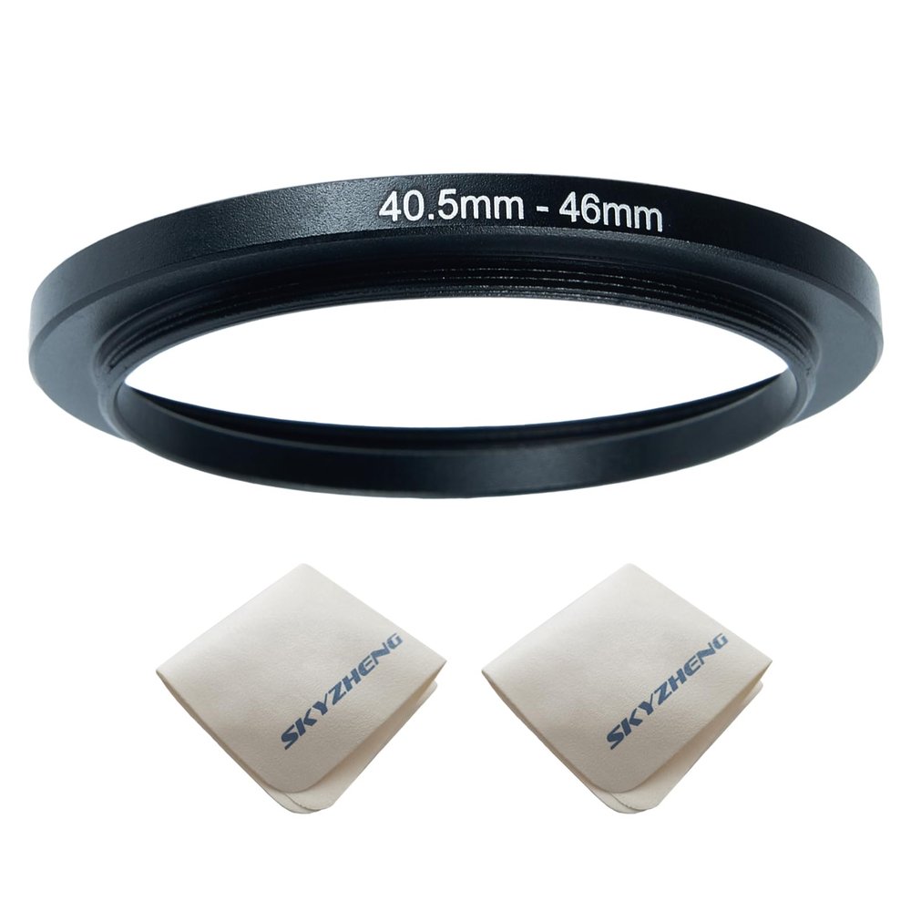 40.5mm Lens to 46mm Camera Lens Adapter 40.5mm to 46mm Step Down Ring Adapter Ring for All Brands of UV ND CPL, with Premium Lens Wiping Cloth 2 Pack (40.5mm-46mm)
