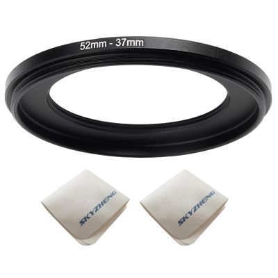 52mm Lens to 37mm Camera Lens Adapter 52mm to 37mm Step Down Ring Adapter Ring for All Brands of UV ND CPL, with Premium Lens Wiping Cloth 2 Pack (52mm-37mm)