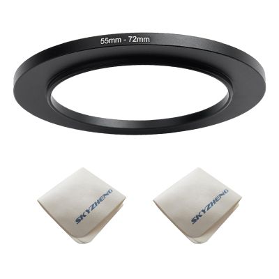 55mm Lens to 72mm Camera Lens Adapter 55mm to 72mm Step Up Ring Adapter Ring for All Brands of UV ND CPL, with Premium Lens Wiping Cloth 2 Pack (55mm-72mm)